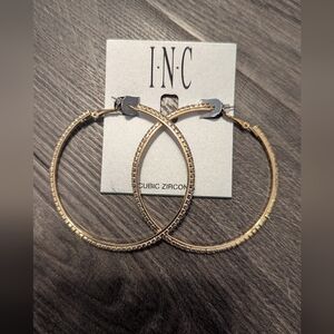 👑 HP 👑 INC Gold Cubic Zirconia Hoop Earrings